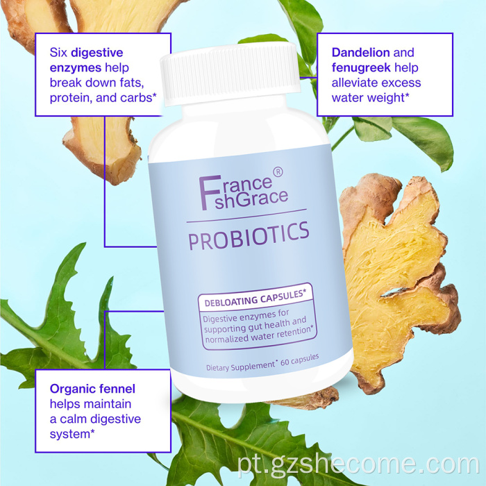 Shecome Cápsulas Probióticas Enzimas Digestivas Saúde Intestinal